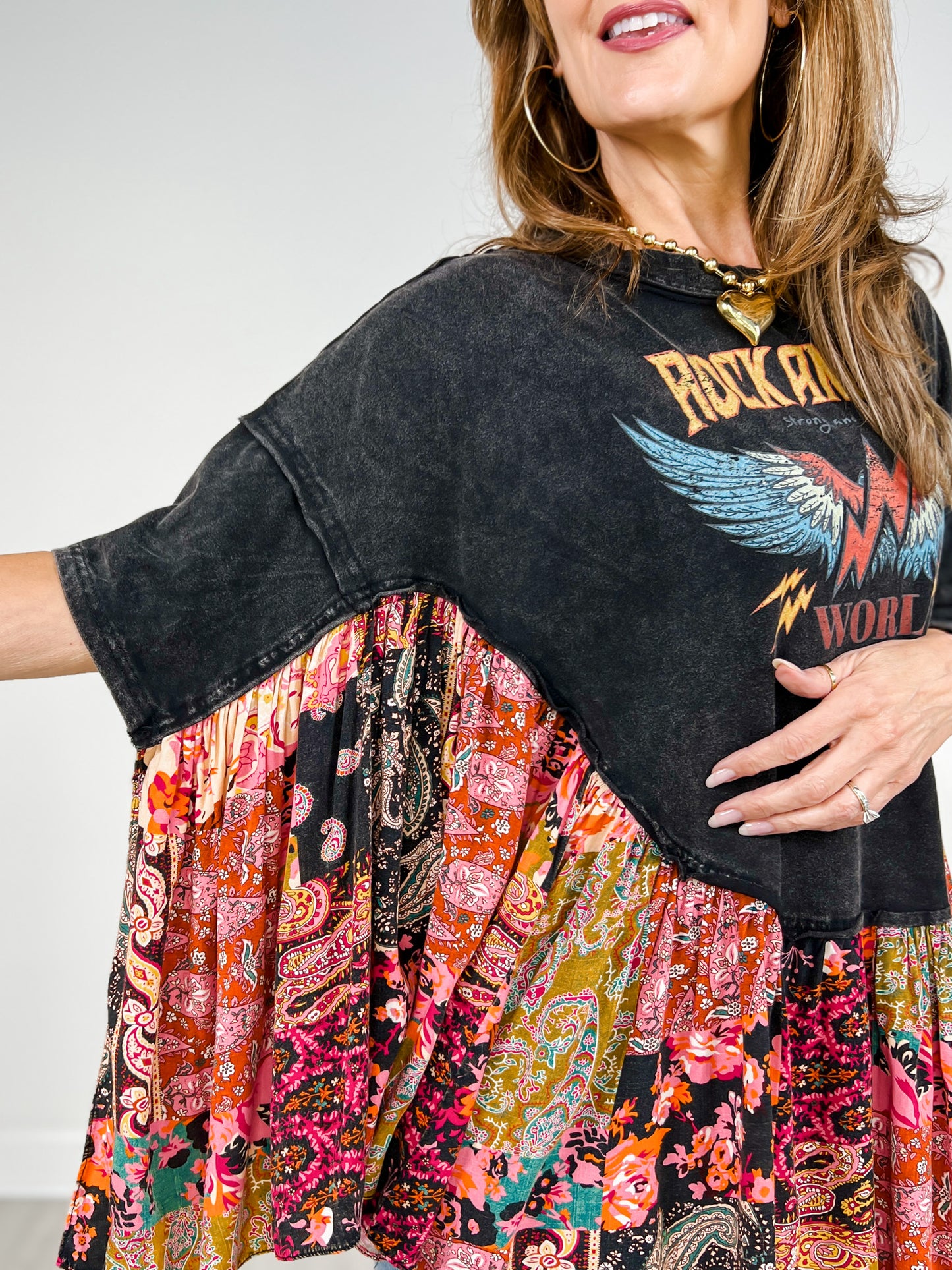 Rock And Roll Oversized Ruffled Poncho Top