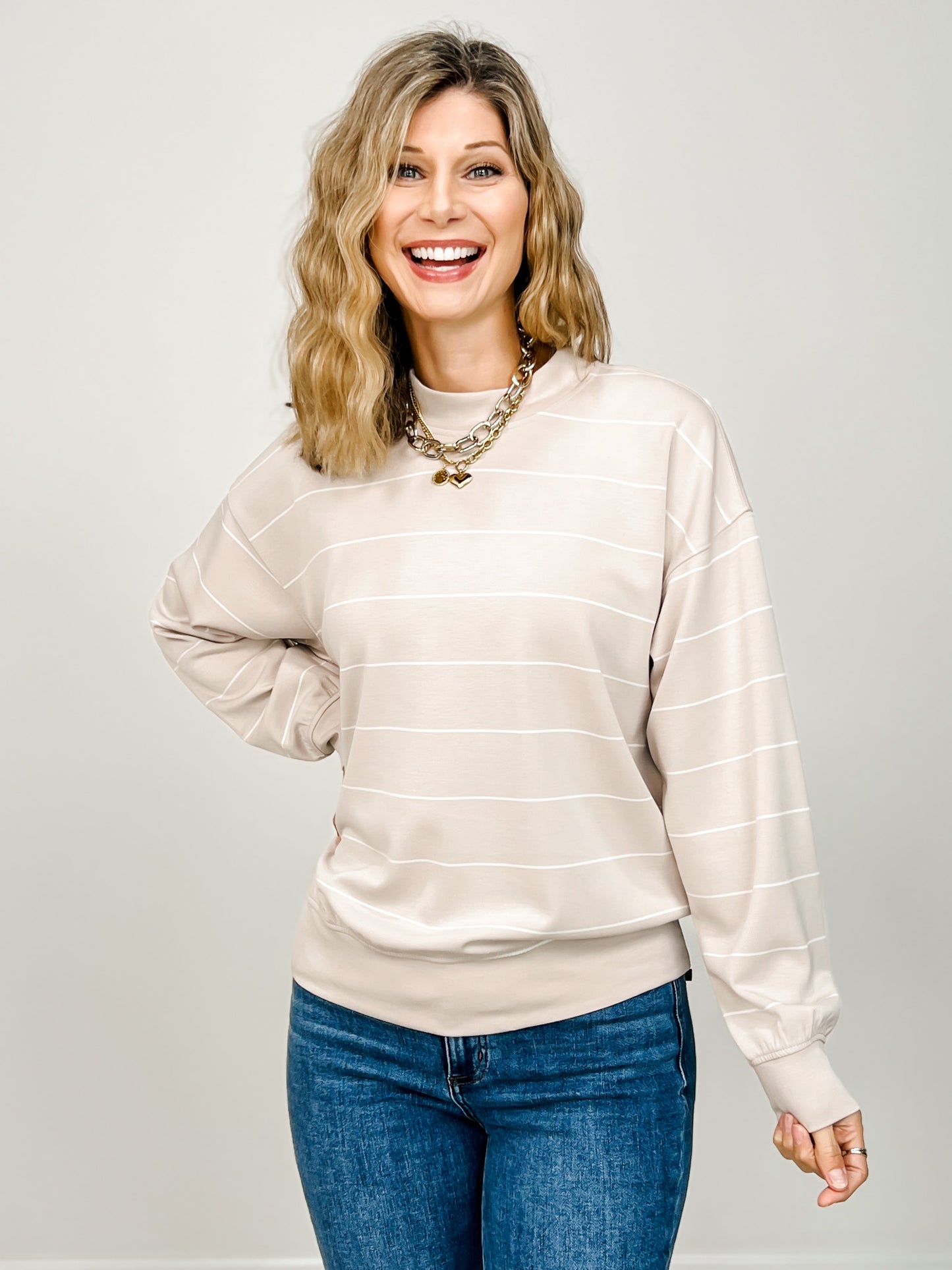 Modal Scuba Stripe Crew Neck Top - GRP A