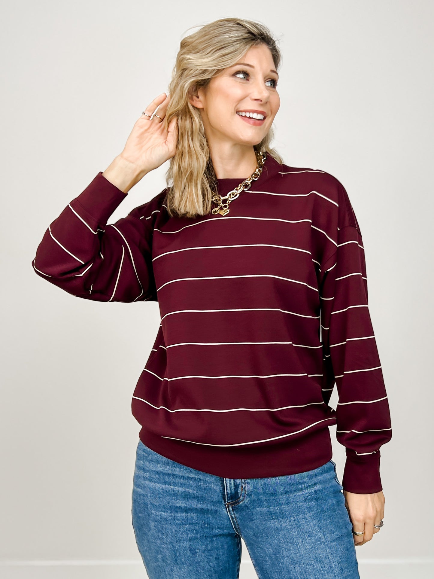 Modal Scuba Stripe Crew Neck Top - GRP A