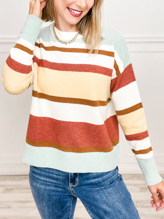 Multi Color Block Crew Neck Sweater