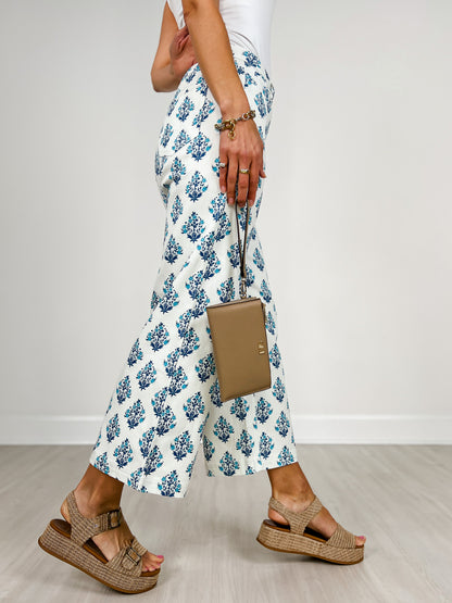 Floral Print Straight Leg Pants with Side Pockets