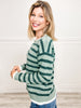 Striped Color Contrast Layer Crew Neck Sweater