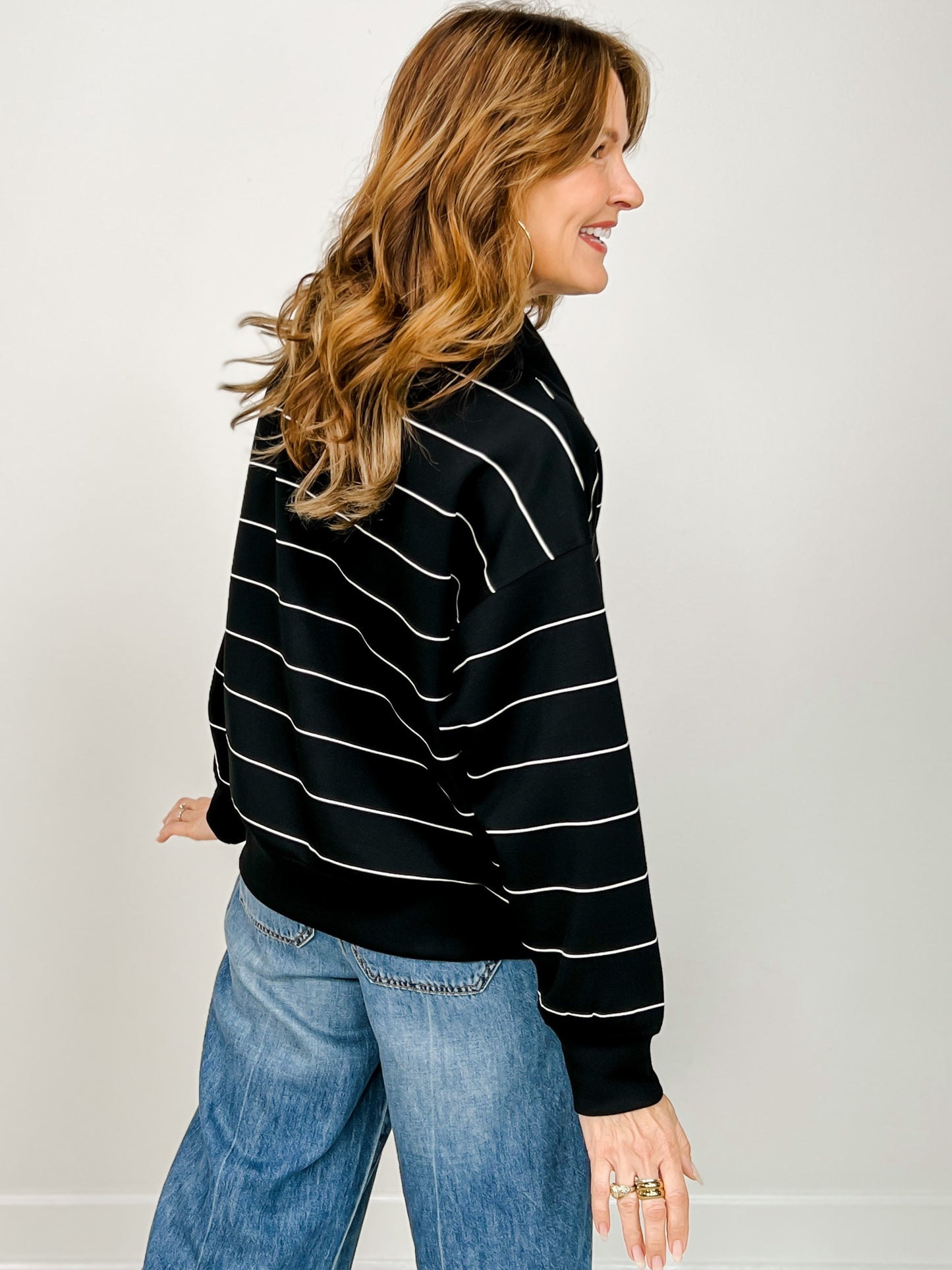 Modal Scuba Stripe Quarter Zip Top