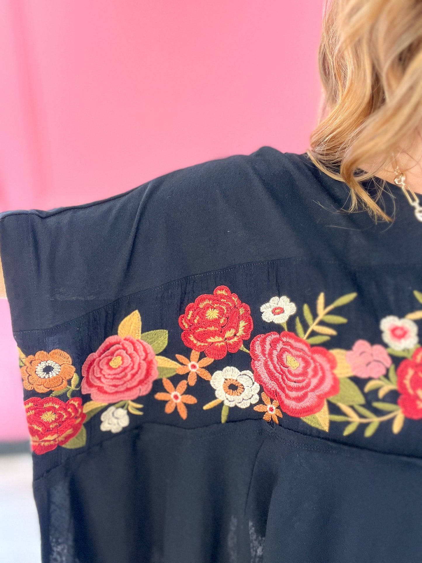 Maybe It's Love Floral Embroidered Poncho Top