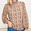 Long Sleeve Mock Neck Paisley Print Top