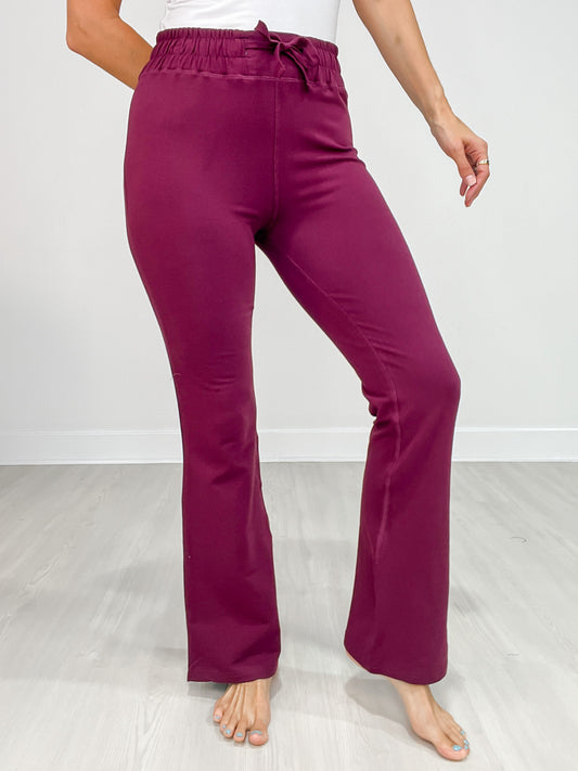 Cotton Blend Foldover Flared Leggings