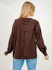 Oversized Cotton Slub Long Sleeve Top in Espresso