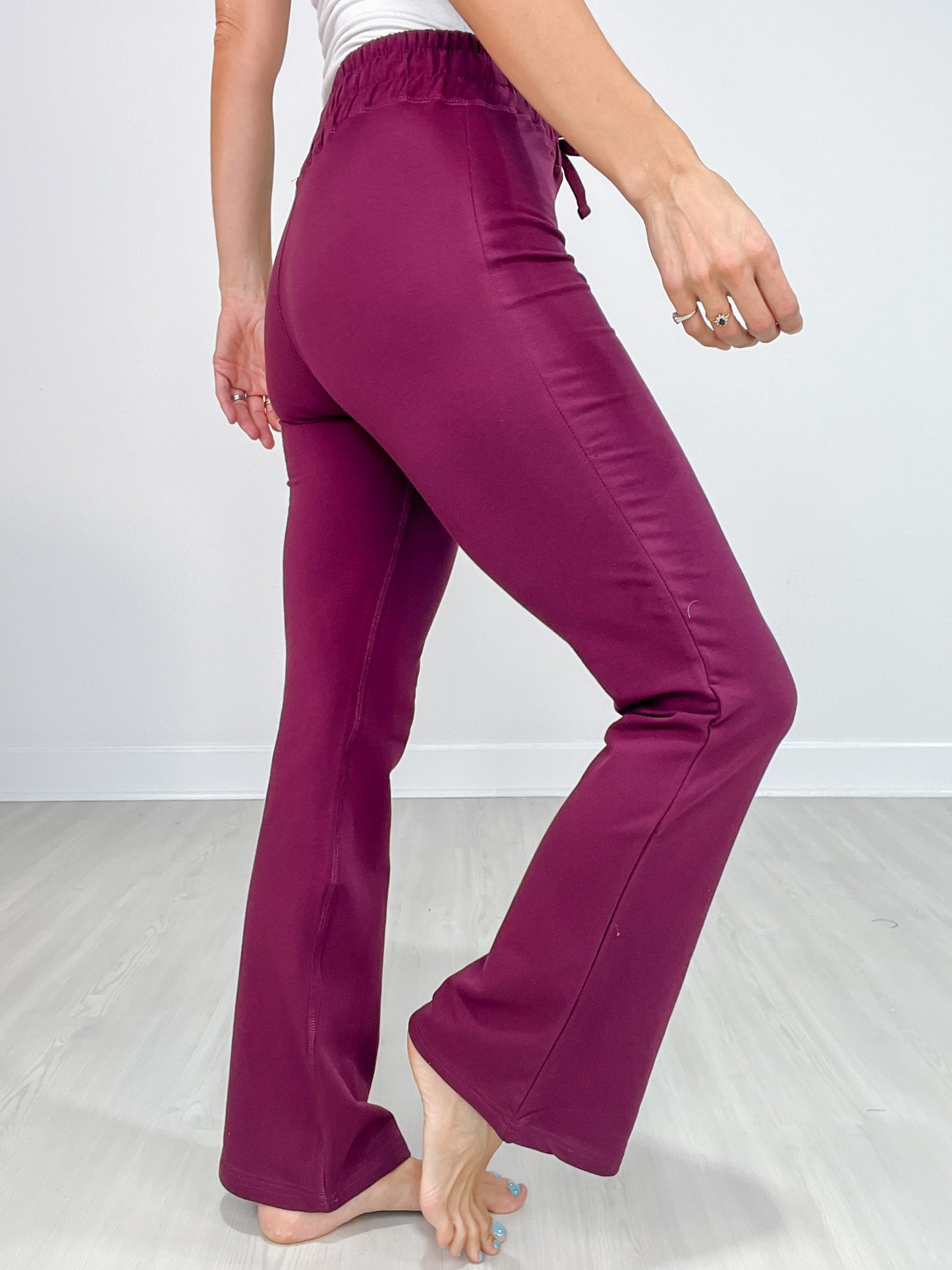 Cotton Blend Foldover Flared Leggings