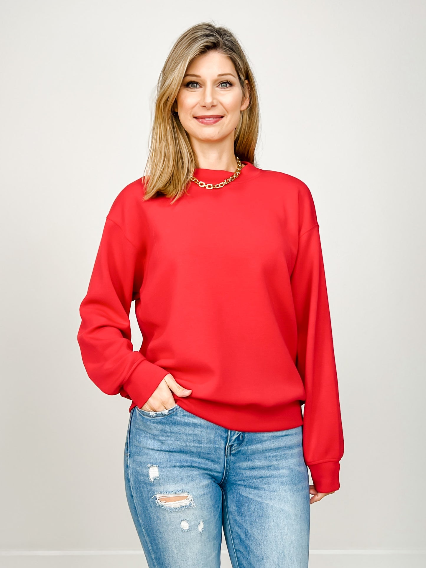 Modal Scuba Mock Neck Pullover Top