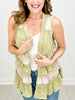 Ruffle Detail Sleeveless Open Front Cardigan Top