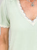 Colored Trim V-Neck Short Sleeve Top