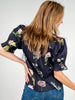 Multicolor Floral Short Puff Sleeve Smock Detail Top