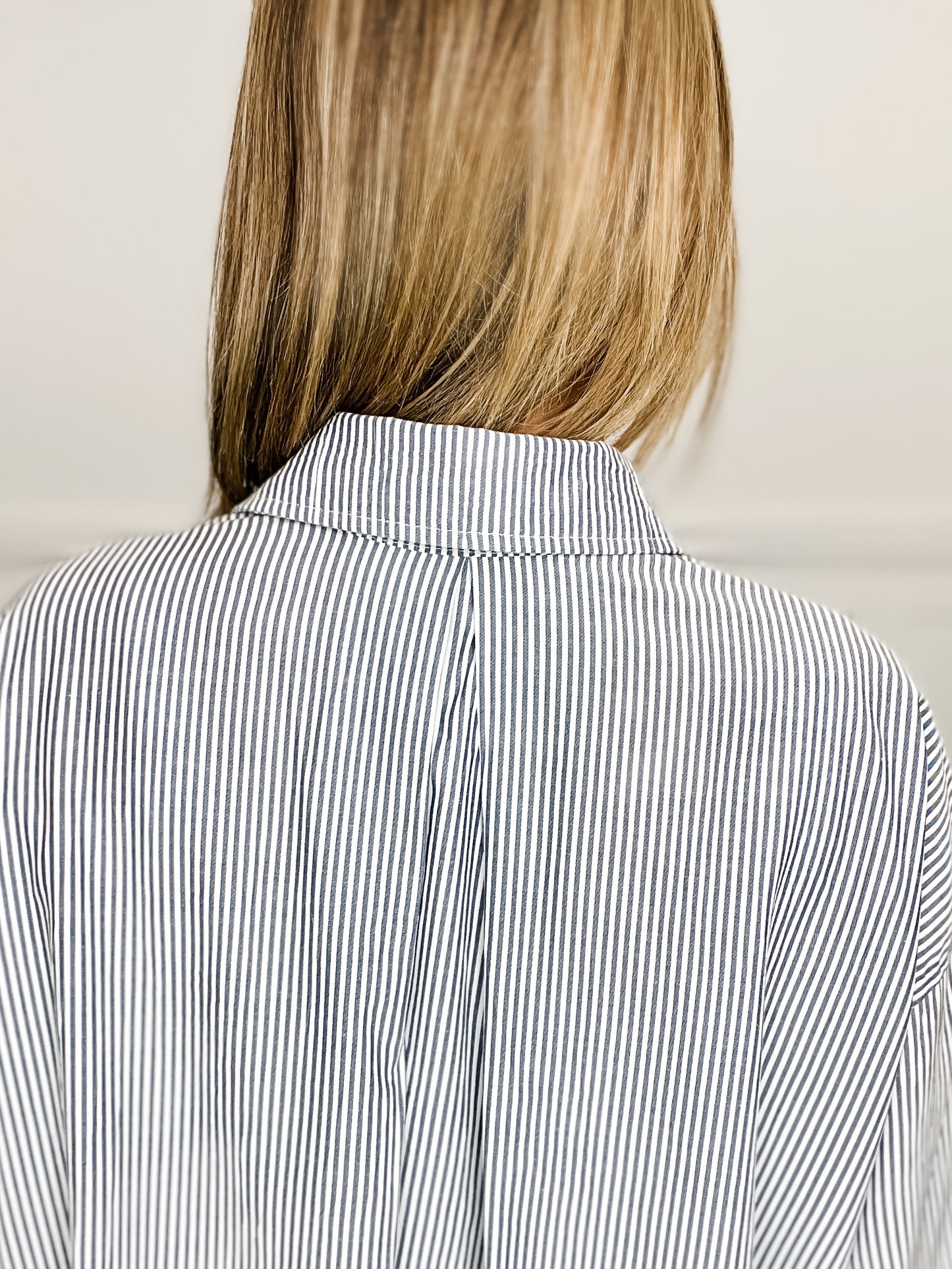 Back Pleated Button Down Collared Top