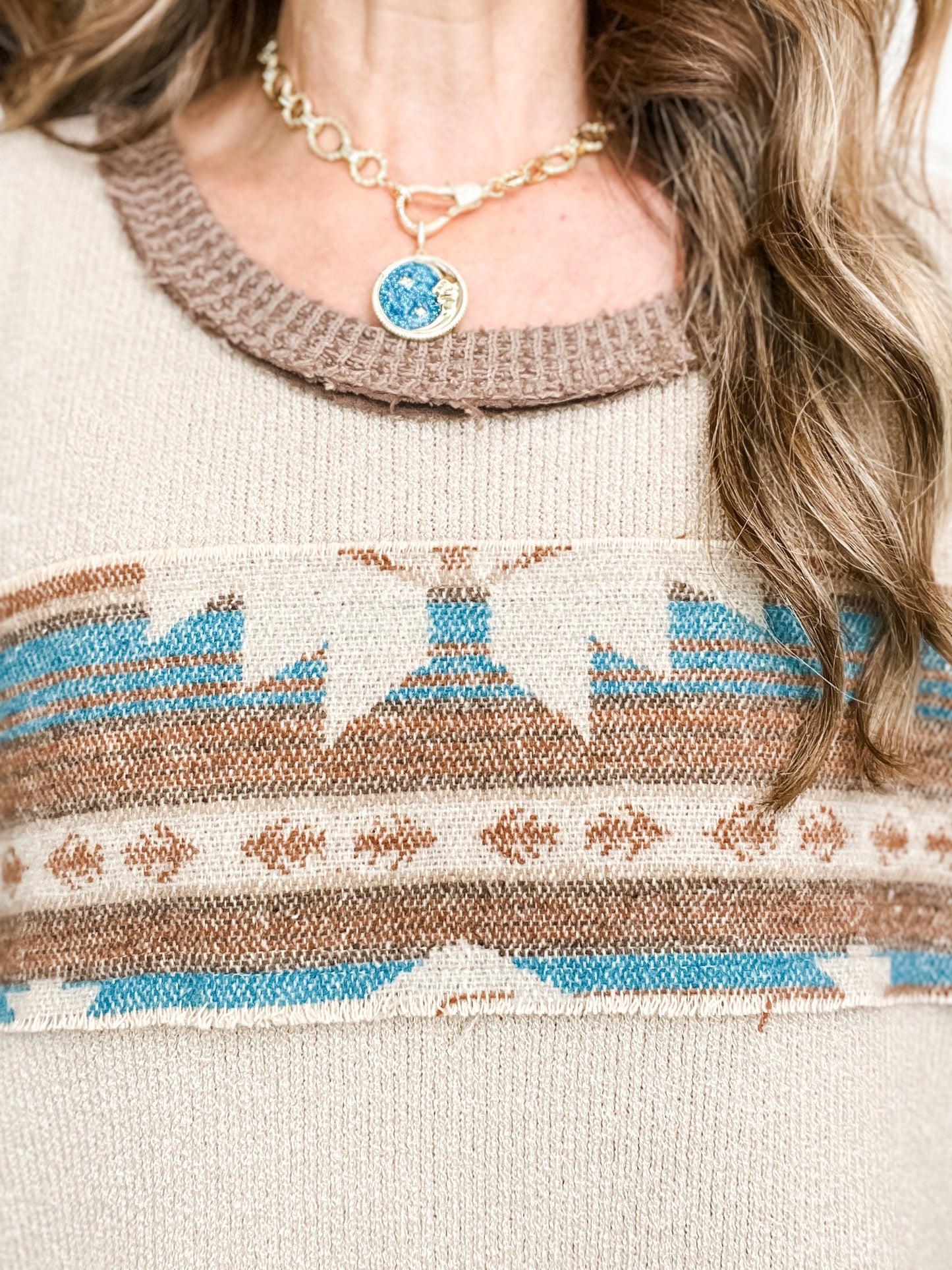 Aztec Striped Oversized Pullover Top