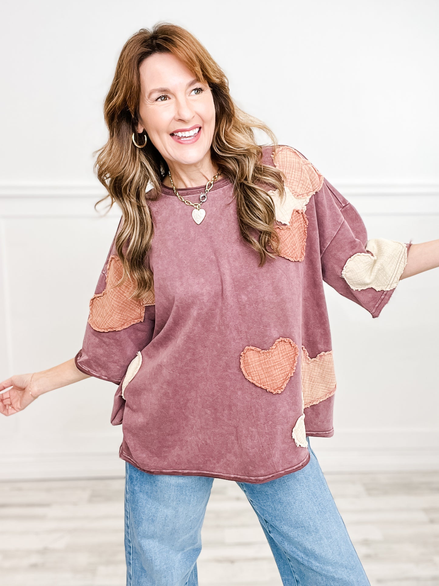 Vintage Washed Heart Mix Top