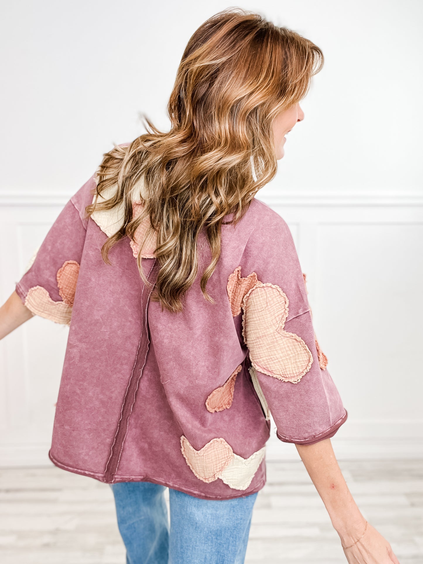 Vintage Washed Heart Mix Top