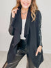 Leather Detail Waterfall Cardigan