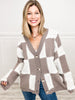 Loop Edge Checkered V-Neck Sweater Cardigan