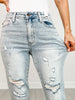 Judy Blue DRIFTER Mid-Rise Stitch Detail Single Cuff Boyfriend Jeans