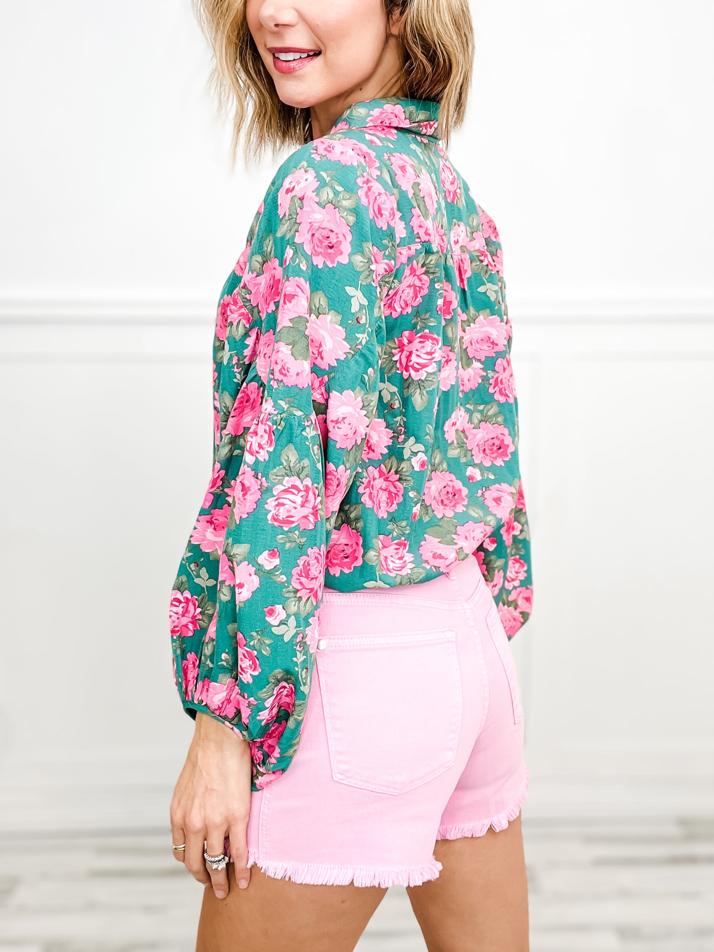 Judy Blue Mid-Rise Pink Garment Dyed Fray Hem Shorts