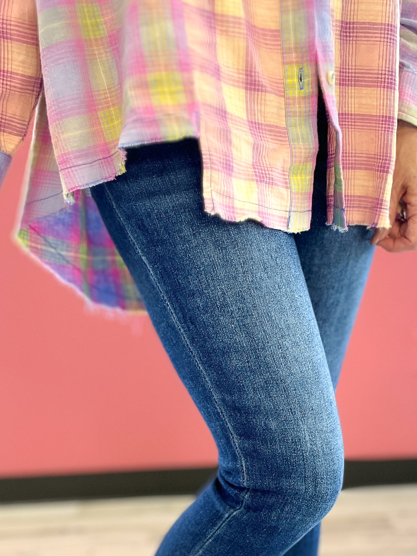 Vintage Plaid Block Bleached Shirt