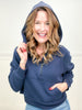 Just Having Fun French Terry Cropped Quarter Zipped Hooded Jacket - SET B