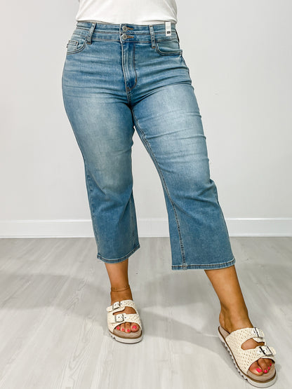 Judy Blue EDEN Hi-Rise Double Waistband Crop Wide Leg Denim Jeans