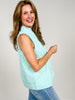 Striped Sleeveless Top with Split V-Neckline