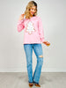 Christmas Cookie Patch on Pink Long-Sleeve Shirt