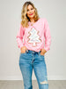 Christmas Cookie Patch on Pink Long-Sleeve Shirt