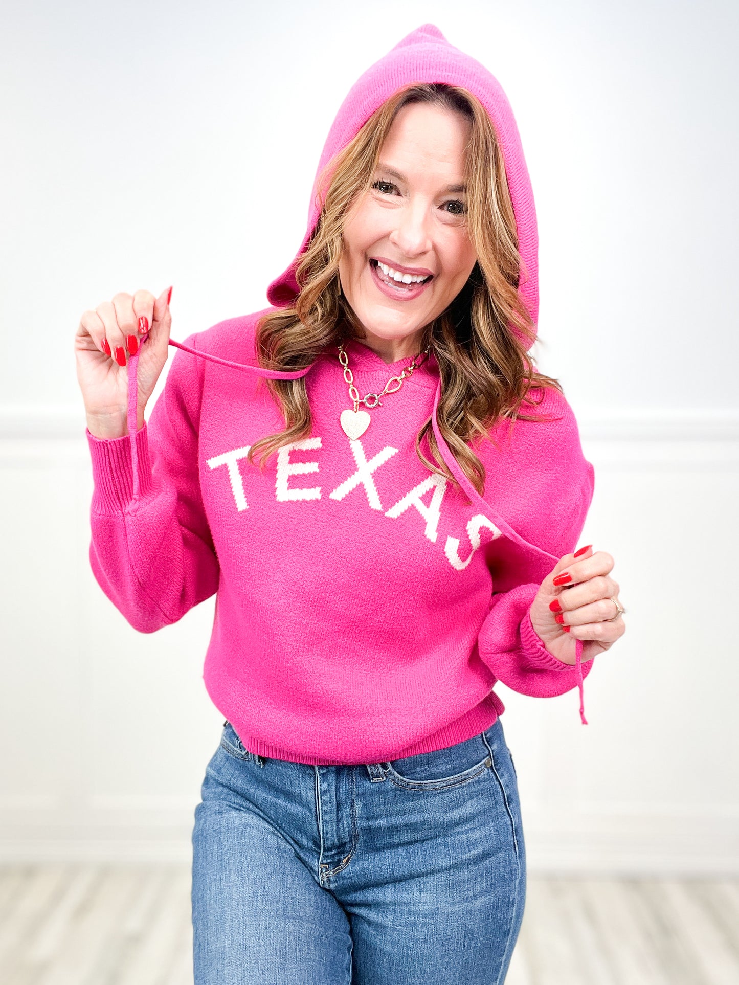 Texas Hoodie Knit Sweater Top