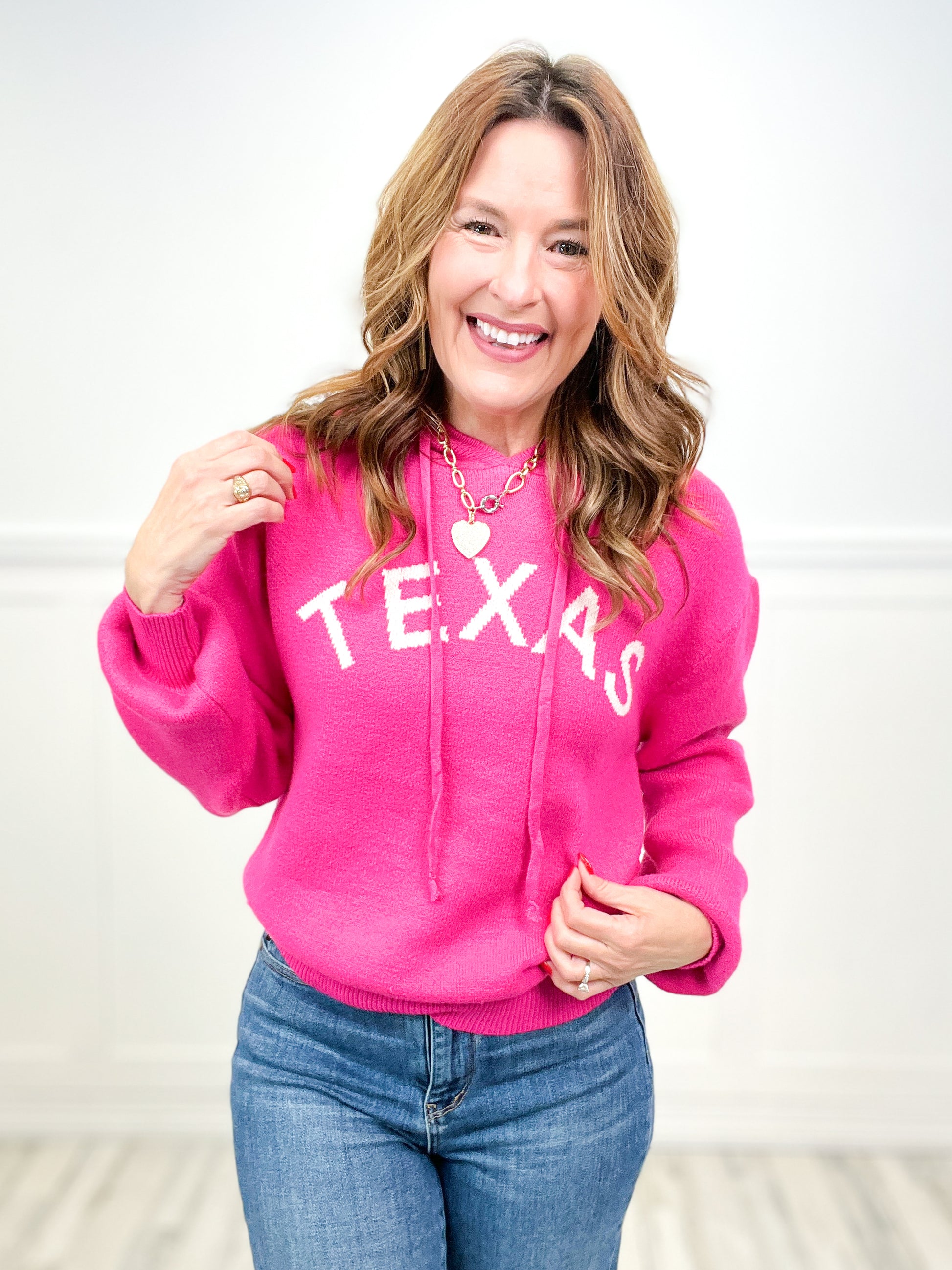 Texas Hoodie Knit Sweater Top
