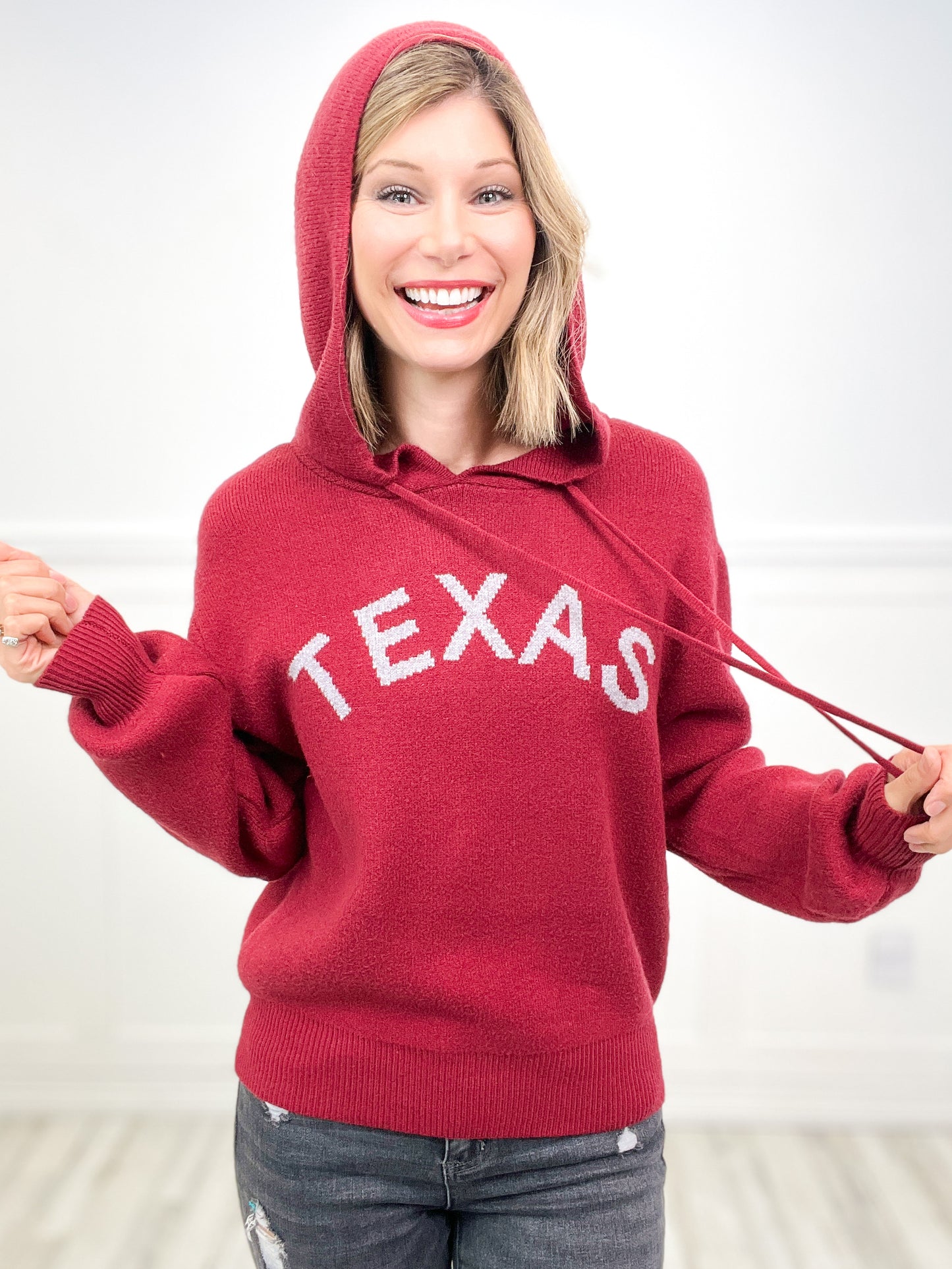 Texas Hoodie Knit Sweater Top