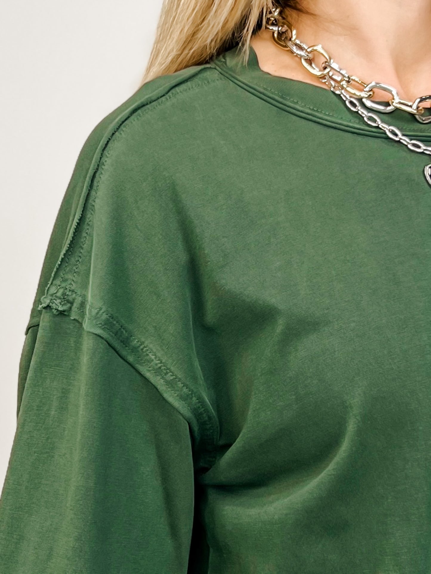 Pigment Washed Cotton Edge Long Sleeve Crew Top GRP B