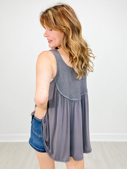 Scoop Neck Sleeveless Solid Jersey Knit Top