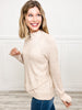 Long Sleeve Turtle Neck Unbalanced Cross Front Top