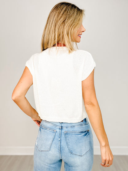 Dolman Lightweight Sweater Top with American Flag Teddy Bear