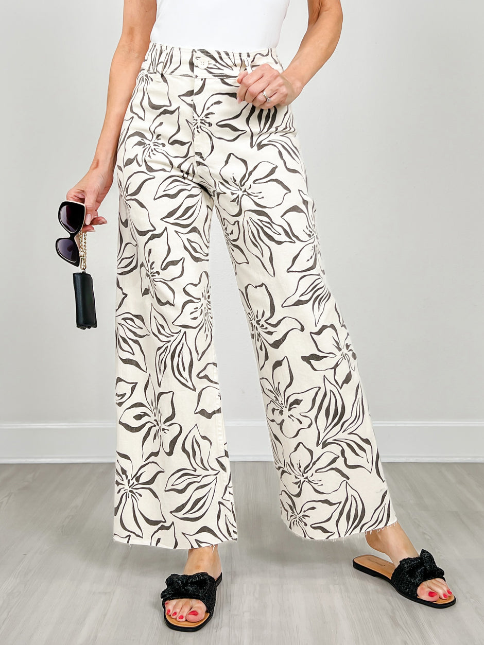 Floral Print Stretch Pants