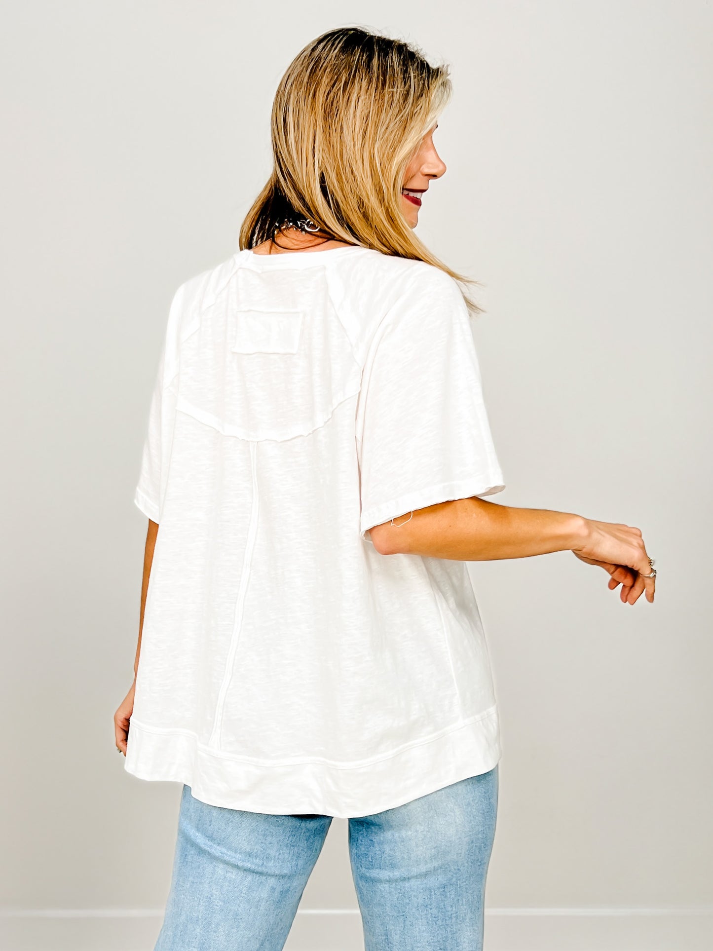 Oversized Cotton Slub Short Sleeve Top GRP C