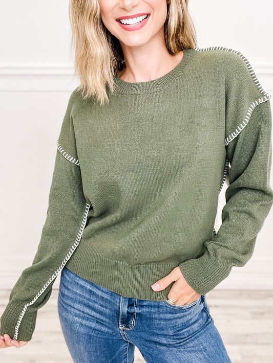 Edge Embellished Pullover Sweater