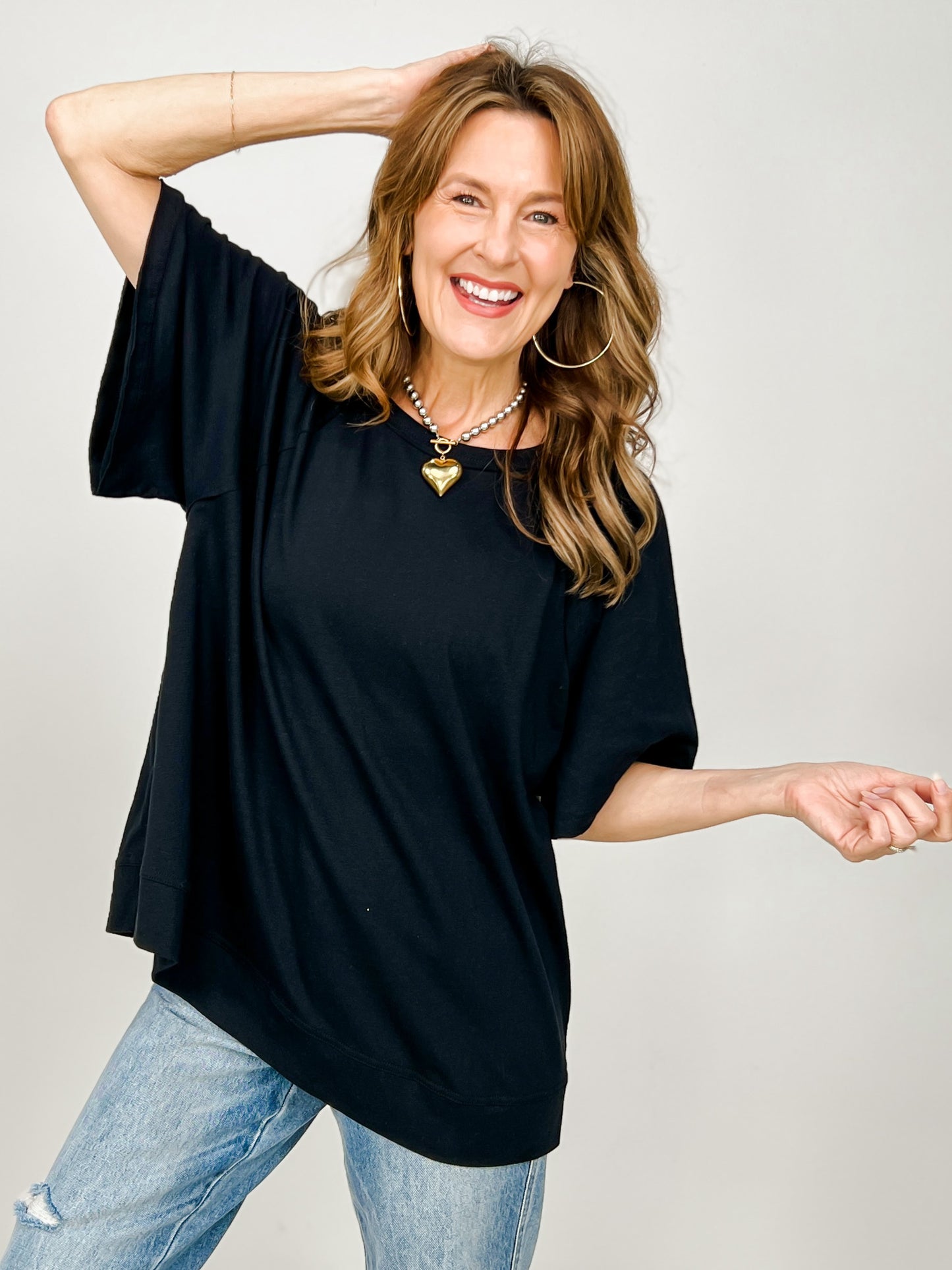 Oversized Cotton Slub Short Sleeve Top GRP C