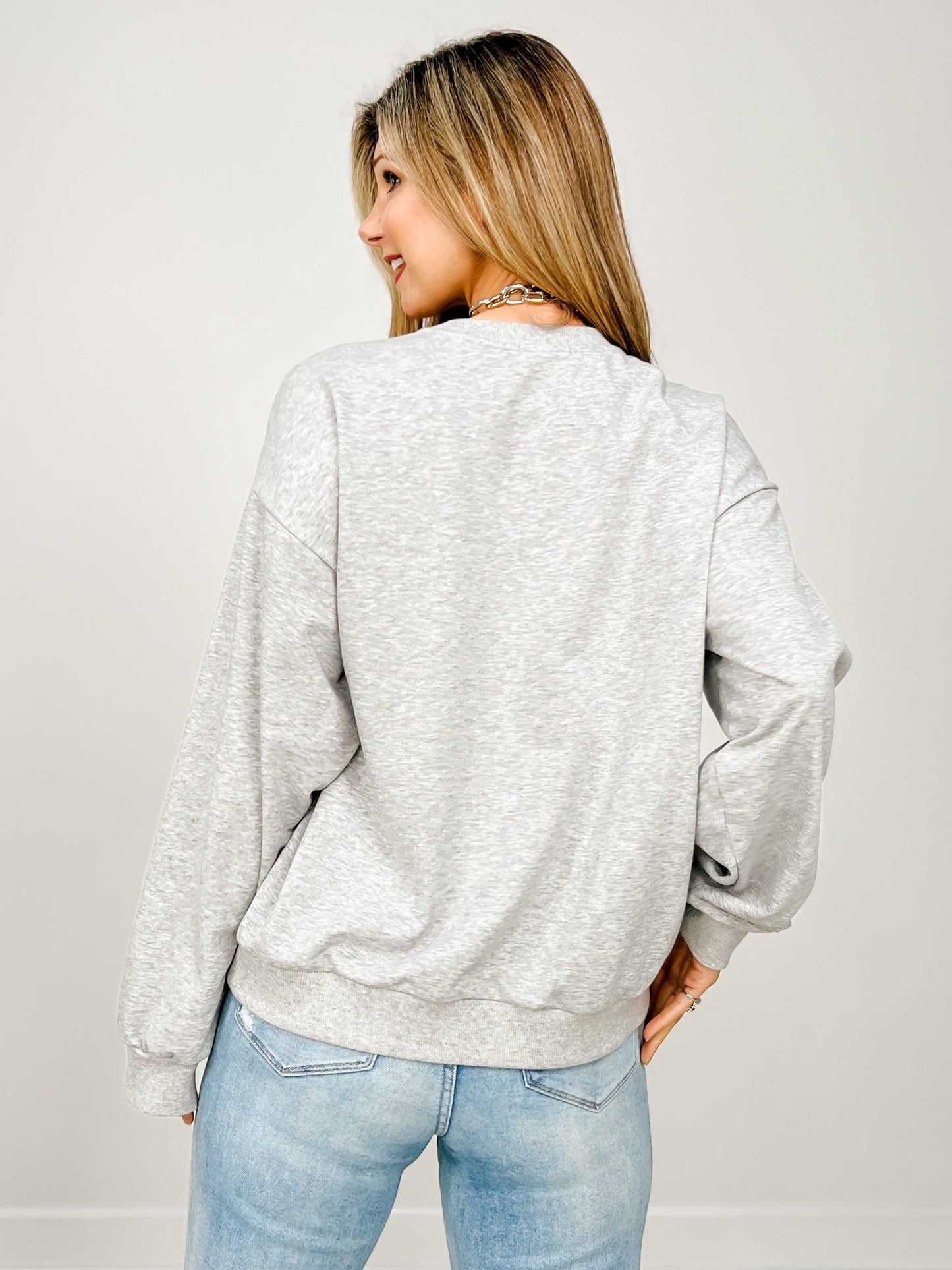 Love Patch Heart Graphic Sweatshirt