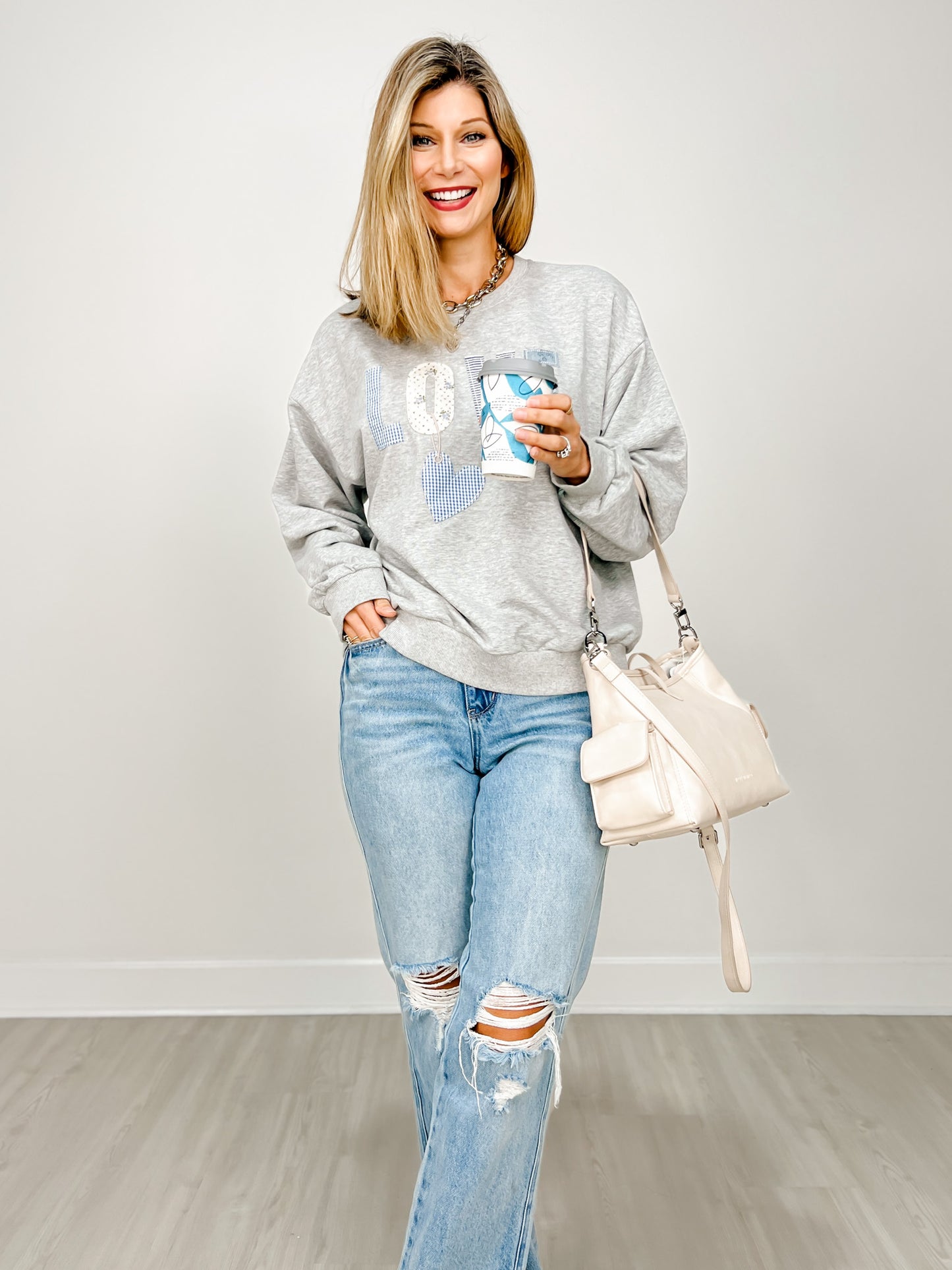 Love Patch Heart Graphic Sweatshirt