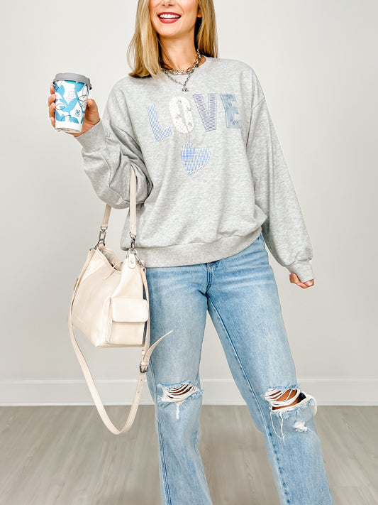 Love Patch Heart Graphic Sweatshirt