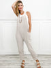 Wave Ribbed Sleeveless Jumpsuit with Pockets