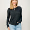 Slub Knit Drop Shoulder Long Sleeve Top