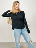 Slub Knit Drop Shoulder Long Sleeve Top