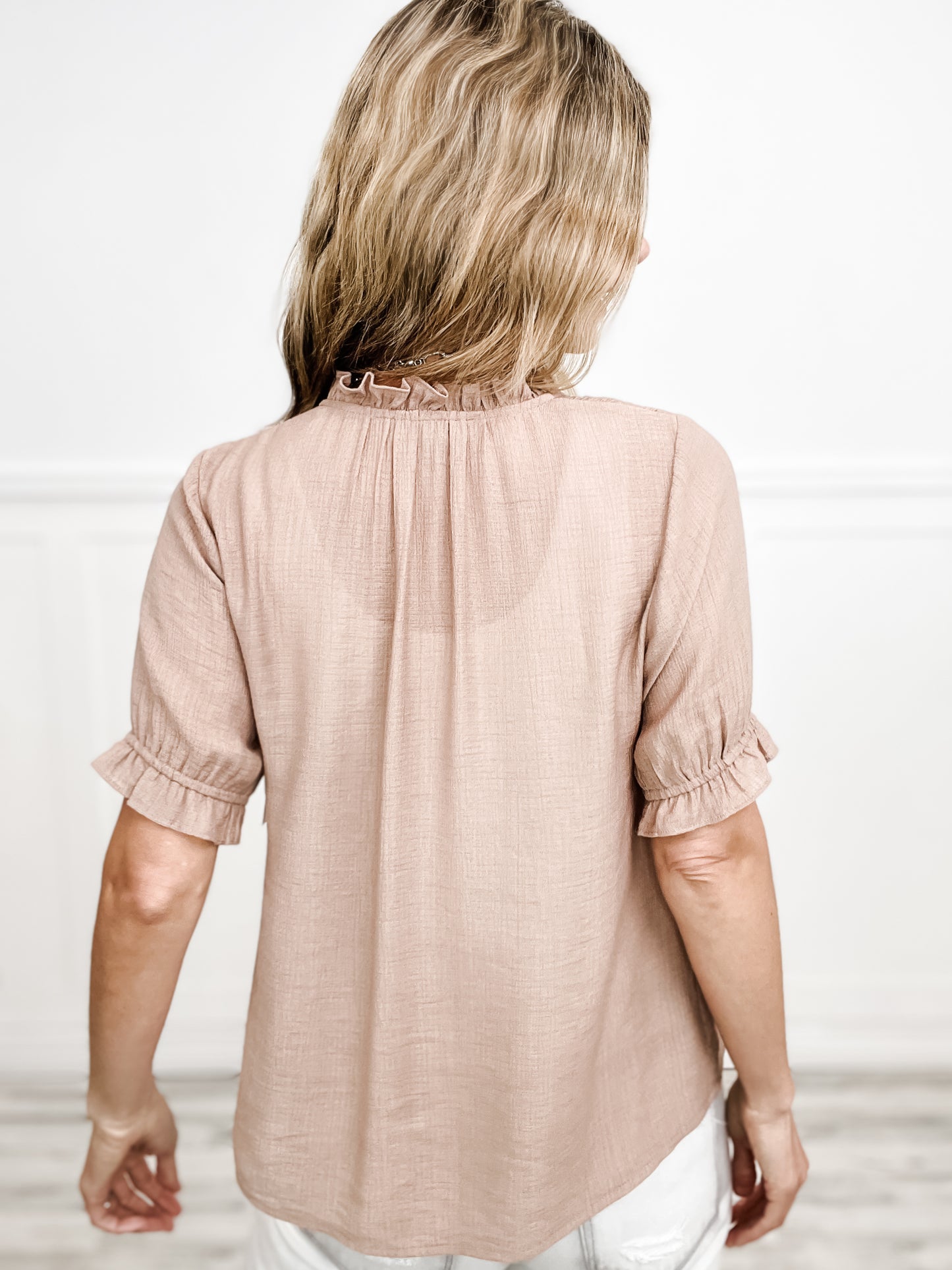 True Love Ruffle Split Neck Top