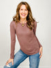 Slub Knit Drop Shoulder Long Sleeve Top