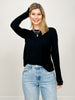 Slub Knit Drop Shoulder Long Sleeve Top